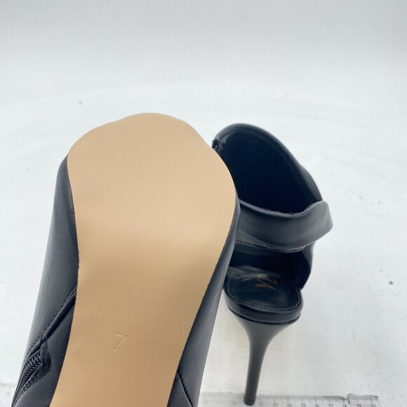 YDN Black Peep Toe Stiletto High Heel Cutout Slingback Side Zipper Short Booties - Picture 6 of 8